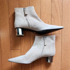 Proenza Schouler Cream Ankle Boots with Silver Heel- Women's Size 8